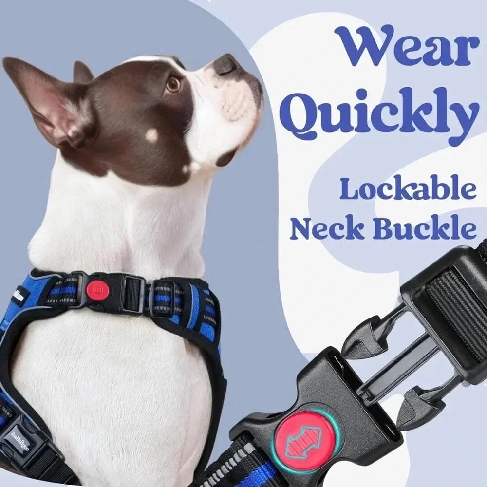 Rabbitgoo Blue Dog Harness for Medium Dogs Pet Walking